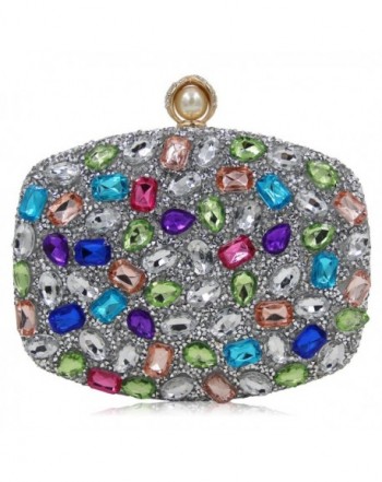 Milisente Colorful Clutches Rhinestone Multi Silver