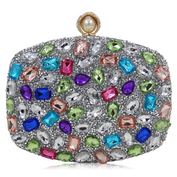 Milisente Colorful Clutches Rhinestone Multi Silver