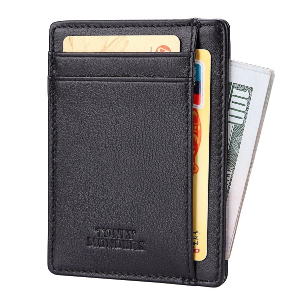 Minimalist Genuine Leather Wallet RFID Front Pocket Wallet Slim Credit ...