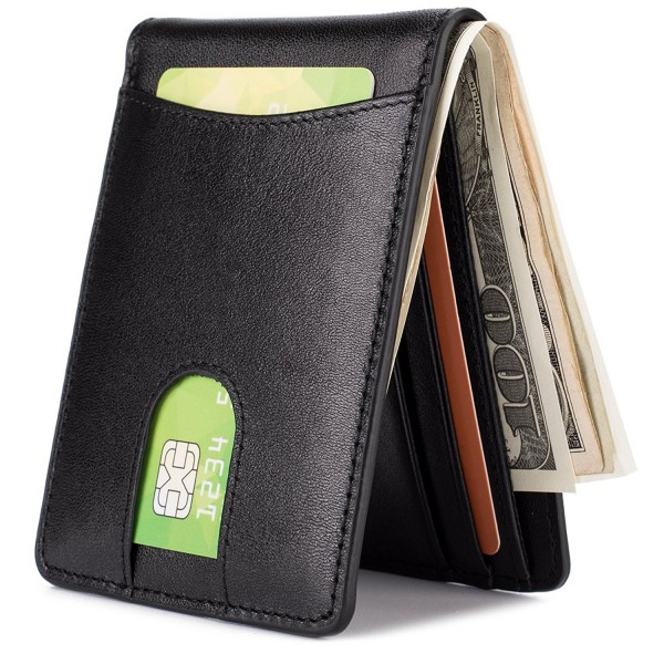 Leather Wallet Pocket Billfold Blocking Black