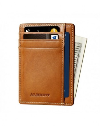 Albrint Wallets Blocking Leather Minimalist