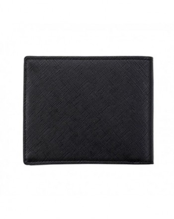 Mens Cross Textured PU Leather Flipout ID Wallet Bifold Card Holder ...