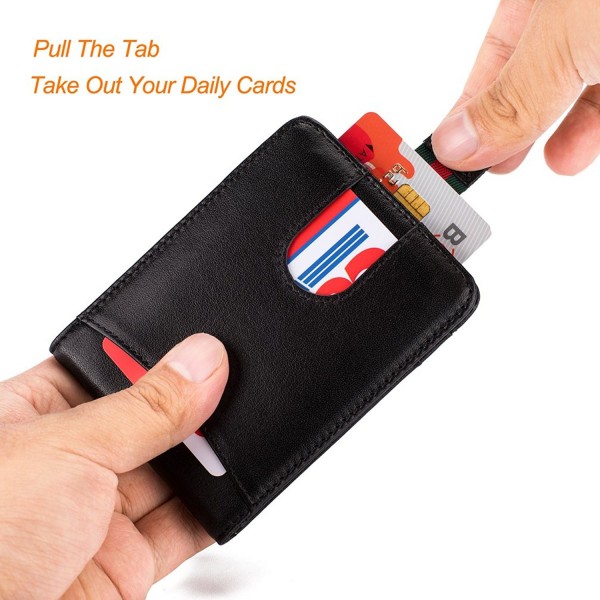 Slim Leather Front Pocket Wallet Money Clip with Pull Tab Slot and RFID ...