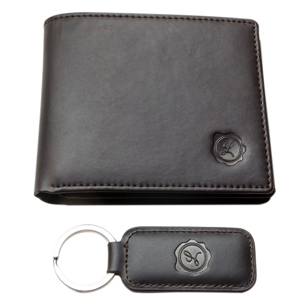 Premium Leather Wallet with Keychain Set for Men Bifold Card Holder ...