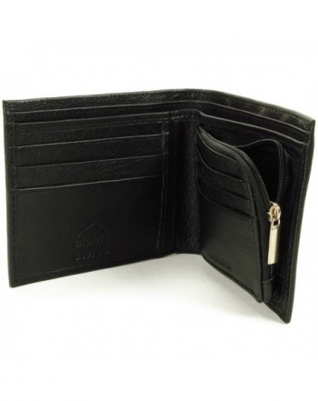 Leather Wallet Zipper Pockets Section
