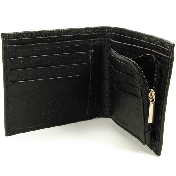 Leather Wallet Zipper Pockets Section