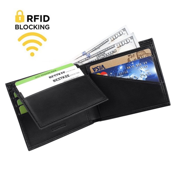 RFID Mens Leather Wallets - Black Slim Pocket Credit Card Holder ...