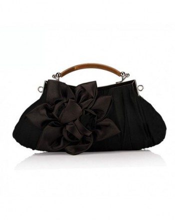 Extravagance Graceful Wrinkles Decoration Clutch Black