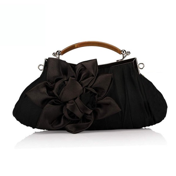 Extravagance Graceful Wrinkles Decoration Clutch Black