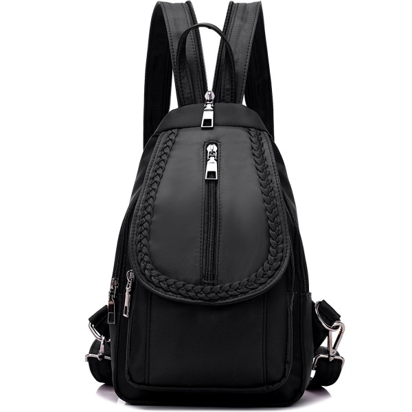 Girls Convertible Nylon Mini Backpack Purse Cross Body Sling Shoulder Bag - Black - CR17YRIIUIY