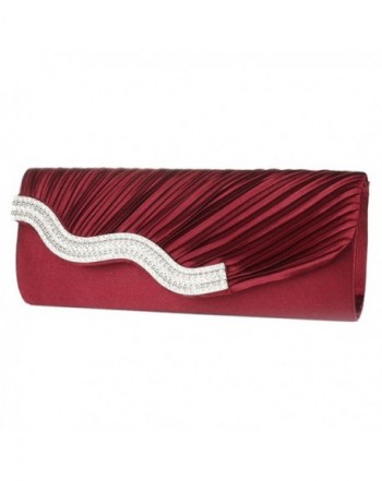 GALLERY Rhinestone Crystal Pleated burgundy