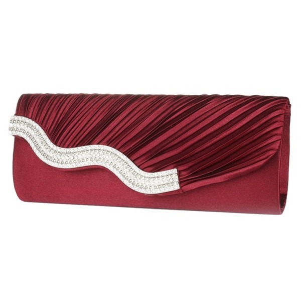 GALLERY Rhinestone Crystal Pleated burgundy