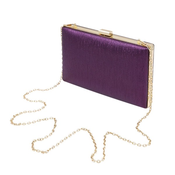 Elegant Leather Clutch Evening Purple