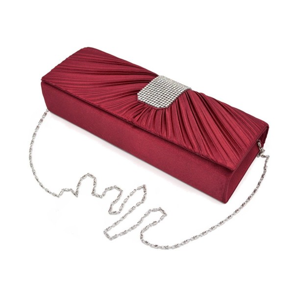 Elegant Classic Pleated Rhinestones Burgundy