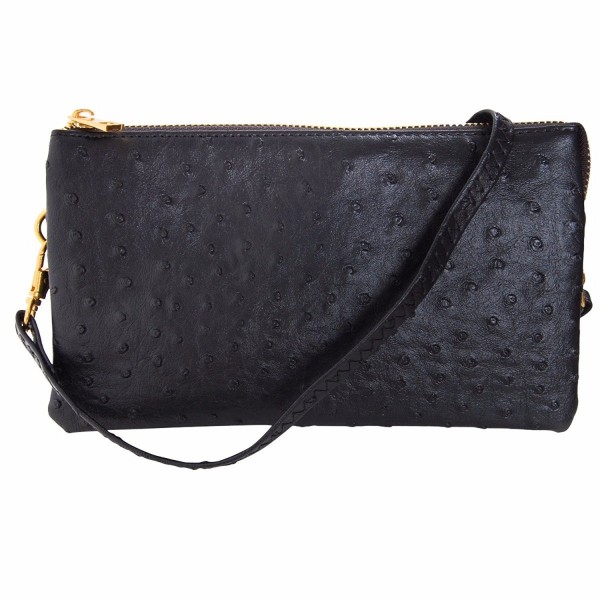 Humble Chic Leather Ostrich Wristlet