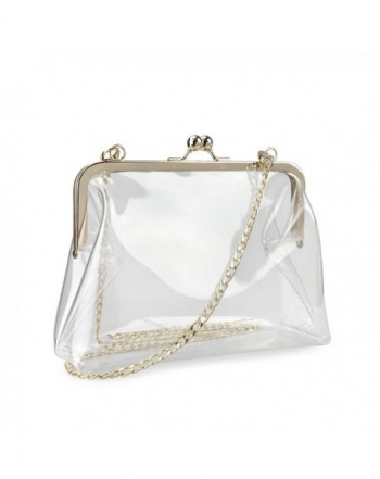 Clear Transparent PVC Kiss Lock Chain Cross Body Bag Womens Clutch ...