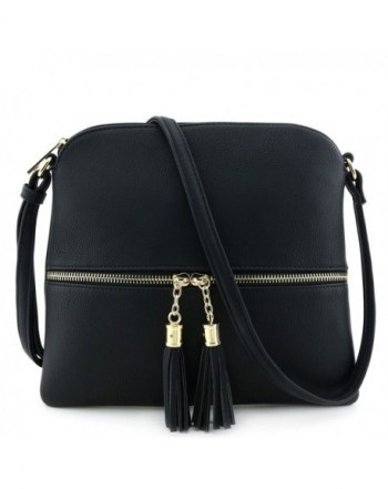 Lightweight Medium Crossbody Tassel Black