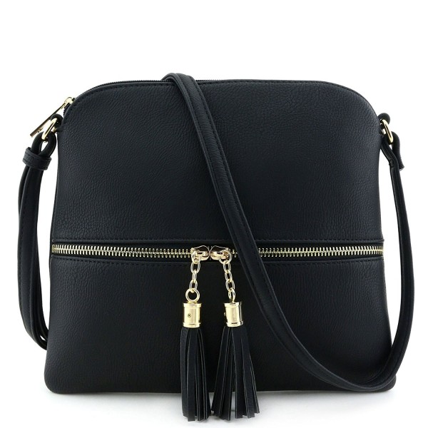 Lightweight Medium Crossbody Tassel Black