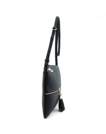 Lightweight Medium Crossbody Bag with Tassel - Black - CQ12OB08IQT