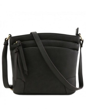 Triple Zipper Pocket Crossbody Charcoal