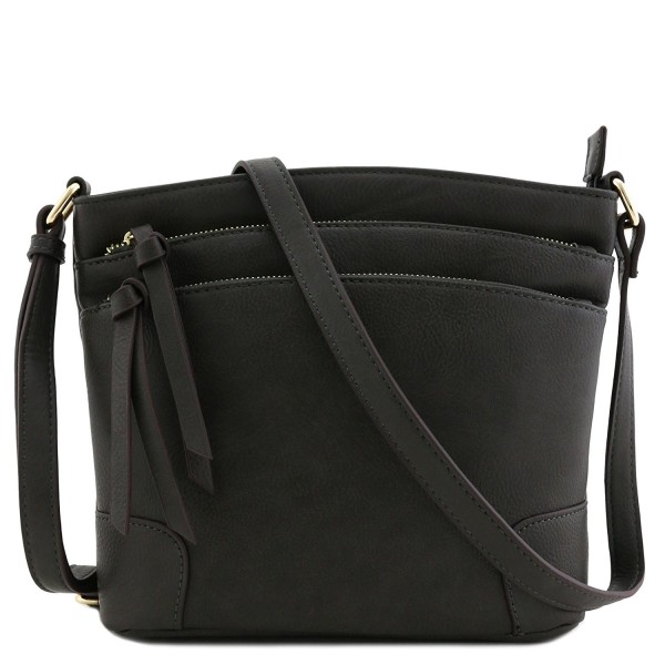 Triple Zipper Pocket Crossbody Charcoal