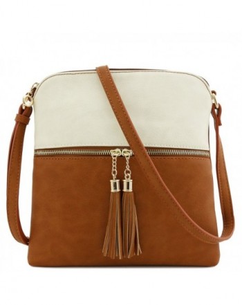 Tassel Zip Pocket Crossbody Beige