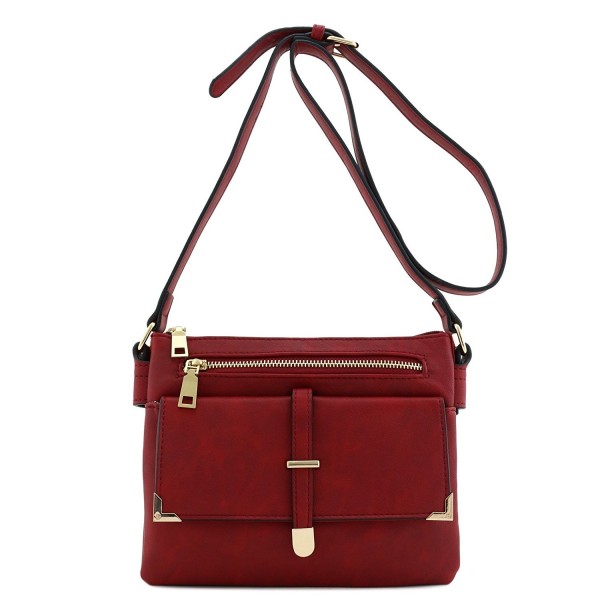 Flap Pocket Crossbody Bag Burgundy