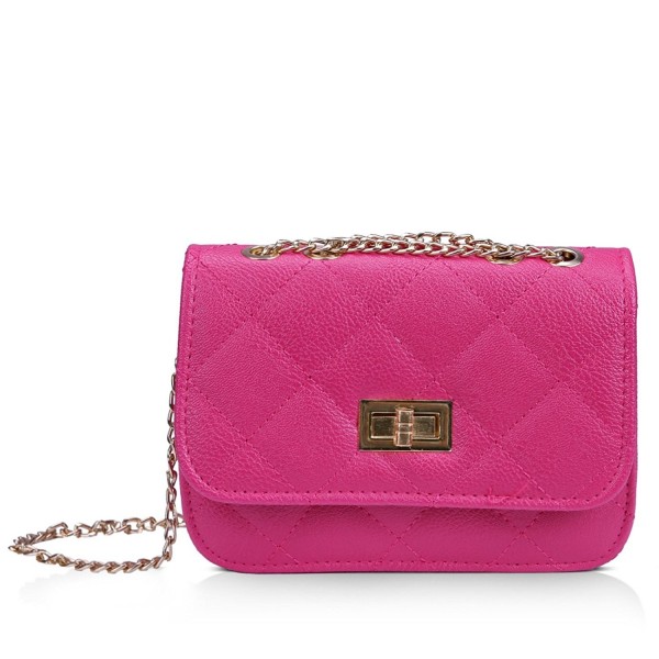 Women&#39;s Small Crossbody Handbag Purse Bag with Chain Shoulder Strap - Hot Pink - C5188QGLUWW