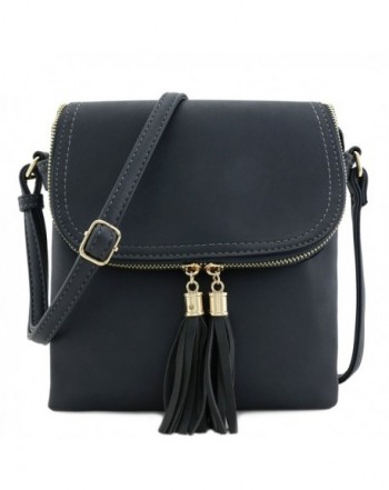 Double Compartment Crossbody Tassel Charcoal