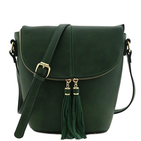 Bucket Crossbody Tassel Accent Olive