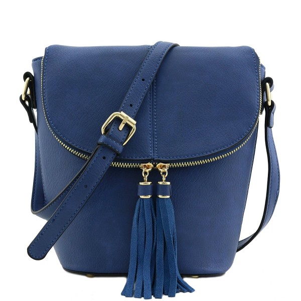 Flap Bucket Crossbody Tassel Accent