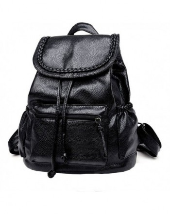 small washed leather backpack drawstring