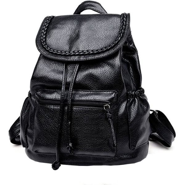 small washed leather backpack drawstring