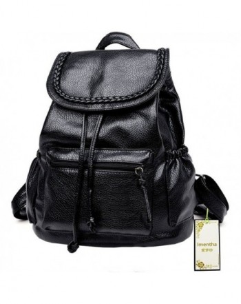 leather black women backpack women leather backpack drawstring backpack for girls school bag ...