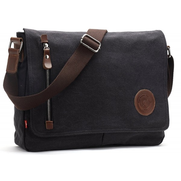 Magictodoor Vintage Canvas Messenger Black