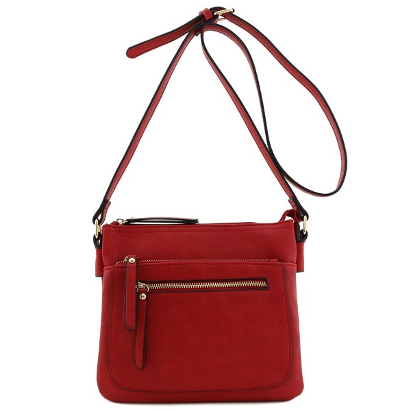 Double Compartment Medium Crossbody Bag Red