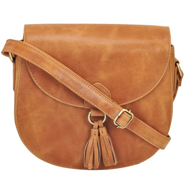 Leather Saddle Bag Cross Body Handmade Purse With Adjustable Shoulder Strap For Women - Tan ...