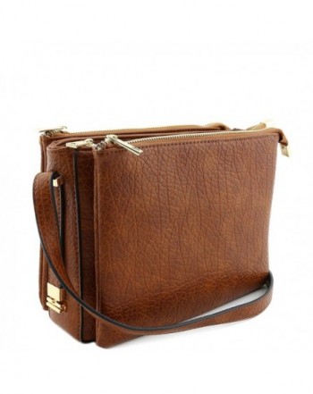 Three Compartment Zipper Crossbody Brown