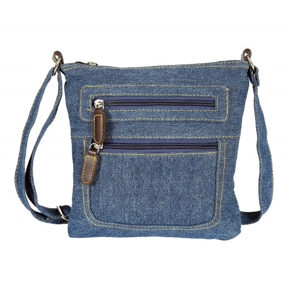 Small Denim Bag Mini Crossbody Bag with 2 Outer Zippered Pockets ...