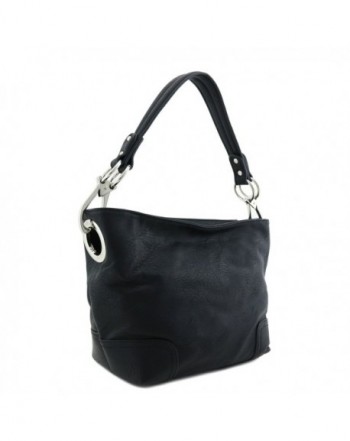 Hobo Shoulder Bag with Snap Hook Hardware Small - Black - CI17Y04CMYE