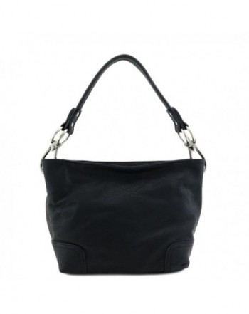 Hobo Shoulder Bag with Snap Hook Hardware Small - Black - CI17Y04CMYE