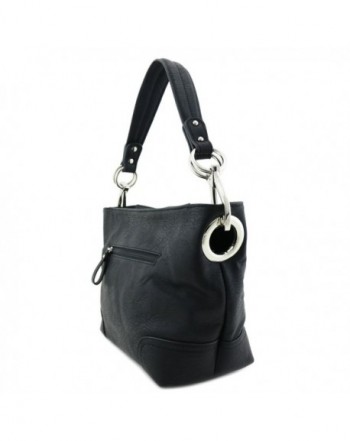 Hobo Shoulder Bag with Snap Hook Hardware Small - Black - CI17Y04CMYE