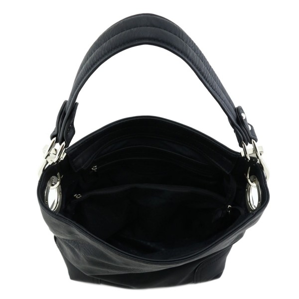 Hobo Shoulder Bag with Snap Hook Hardware Small - Black - CI17Y04CMYE