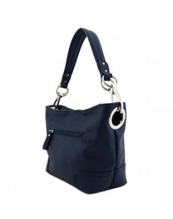 Hobo Shoulder Bag with Snap Hook Hardware Small - Navy - C2189I47YC9