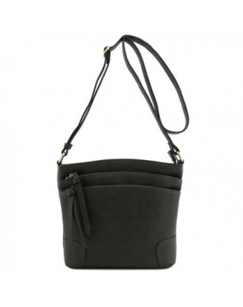 Zipper Pocket Medium Crossbody Bag - Charcoal Grey - C61895WG530