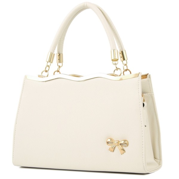 YINGPEI Womens Handbags Beige Leather