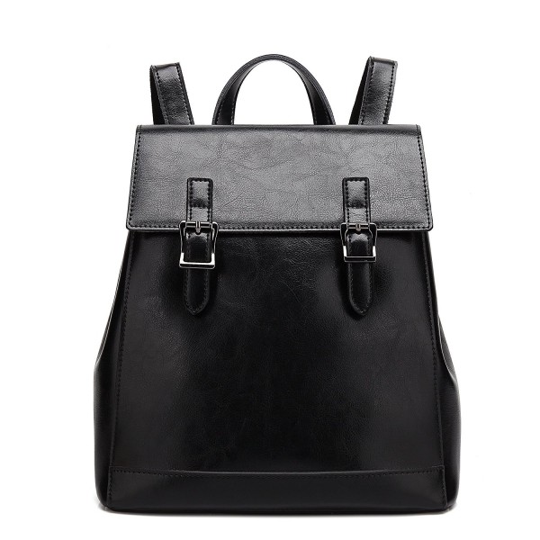 Women Leather Backpack Casual Travel School Bag Daypack with Large ...