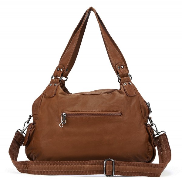 Double Zipper Washed Shoulder Bag H1336 - Cognac - CK1298ZR4LH