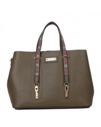 ilishop Women's PU Leather Tote Handbag Contrast Color Shoulder Bag