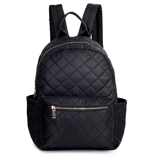 Women Backpack Large Black Nylon Daypack Purse School Bookbag Quilted for Girl - Large Size ...